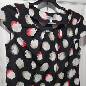 Kasper Women's Top with Bold Polka Dots - Black, Red, Cream